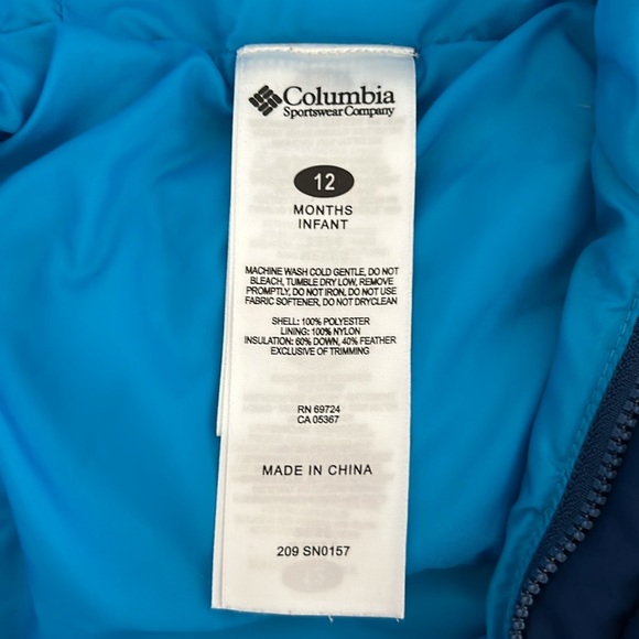 Columbia Baby Down Snowsuit Sz 12 months Blue - Picture 3 of 3